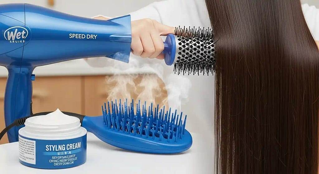 Wet Brush Speed Dry in blue for quick drying and smooth brushing