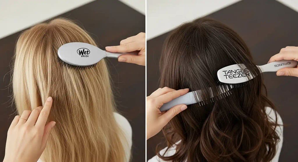 Comparison of Wet Brush and Tangle Teezer for different hair types