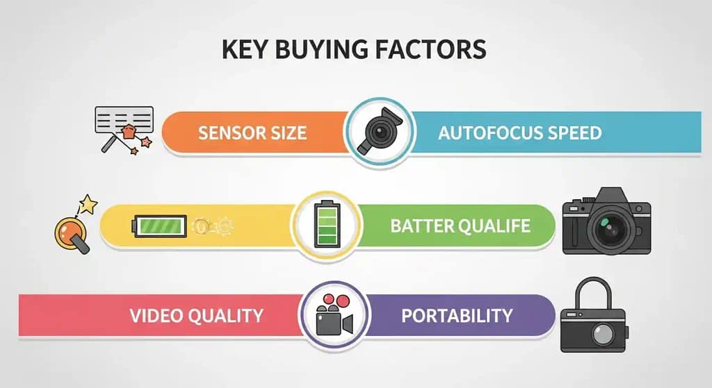 Camera buying guide – factors for choosing the best digital camera under $500 including sensor size, autofocus, battery life and portability