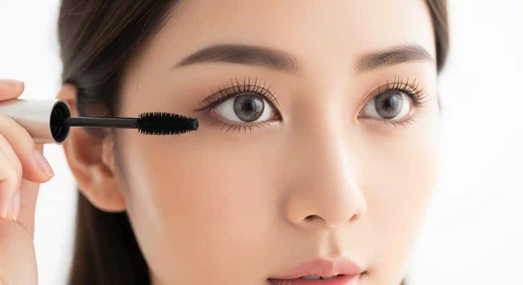 Woman applying the best mascara for contact lens wearers