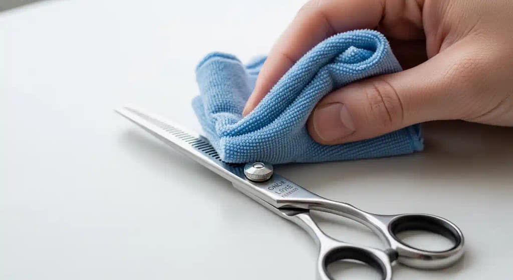 Cleaning scissor with alcohol