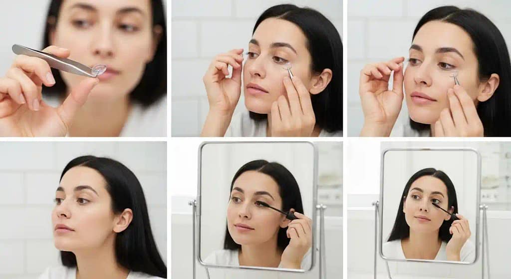 Applying contact-friendly mascara after inserting lenses