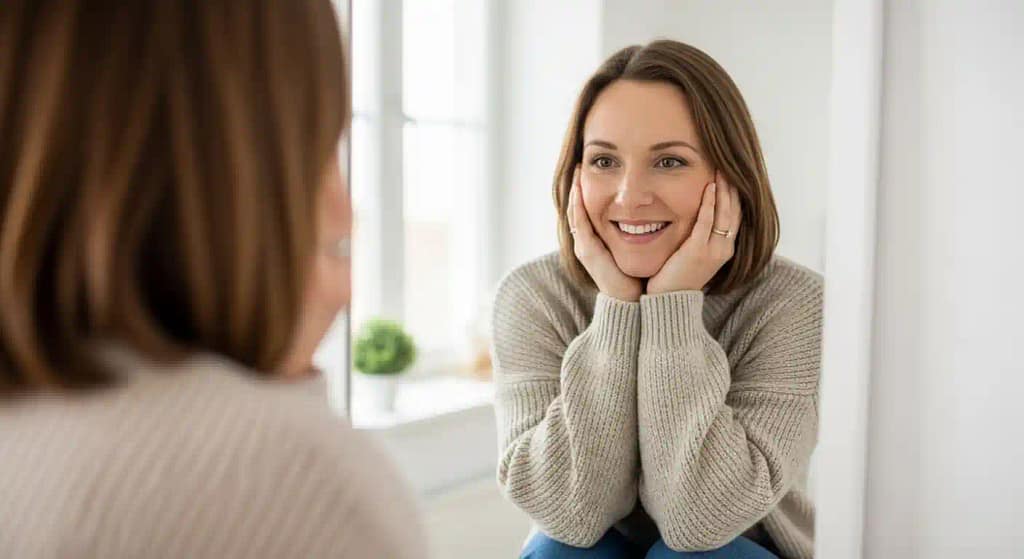 Woman with clear eyes after safely recovering from cataract surgery