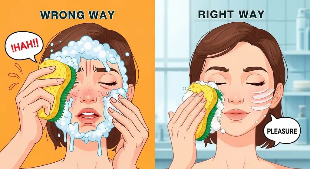 Comparison of correct and incorrect sponge use