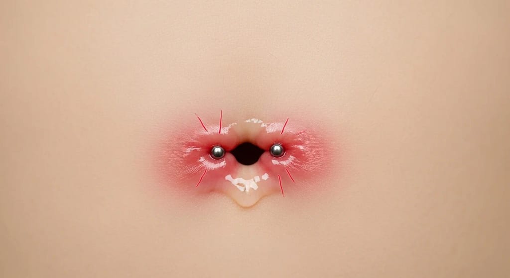 Healing process stages of belly button piercing