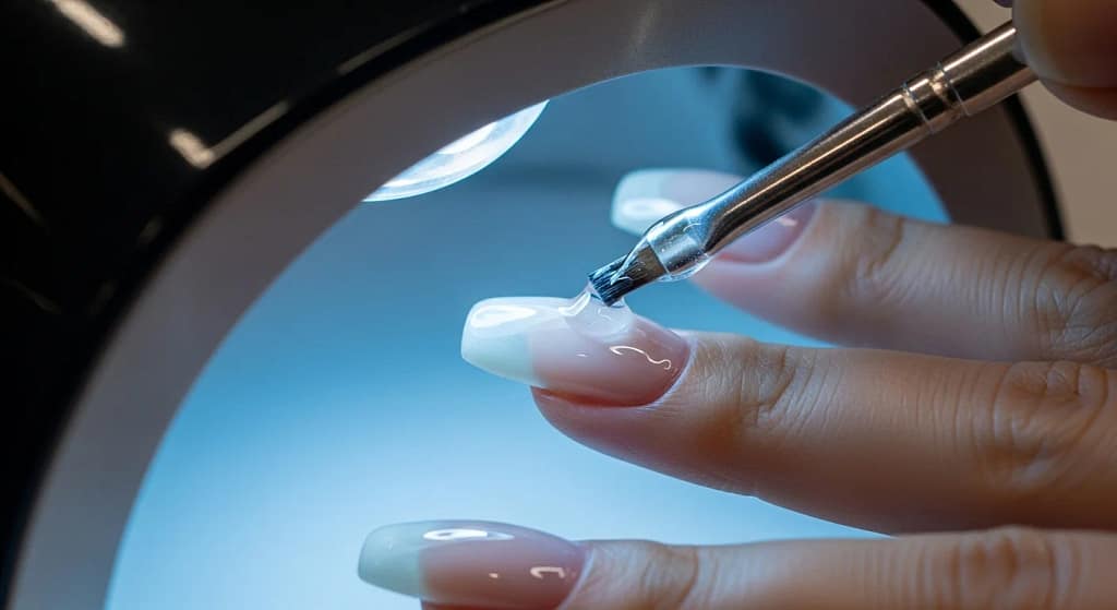 Gel nail glue used for attaching artificial nails under LED lamp