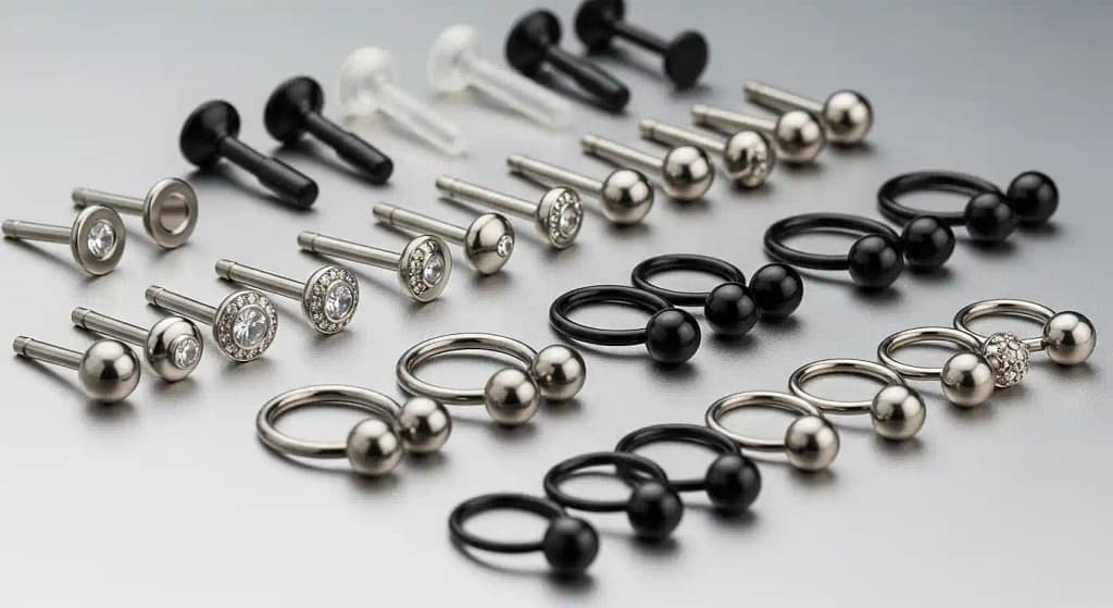 Different jewelry styles for inside lip piercings