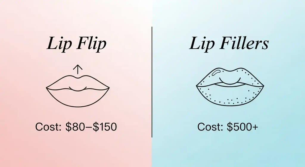 comparison lip flip and and lip fillers before and after cost