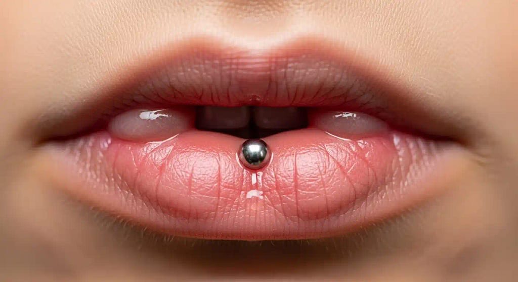 Mild swelling on fresh lip piercing