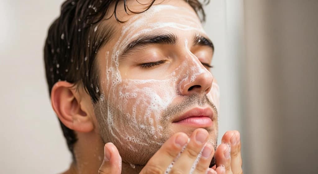 Man using oil control Best Face Wash for Men Oily Skin