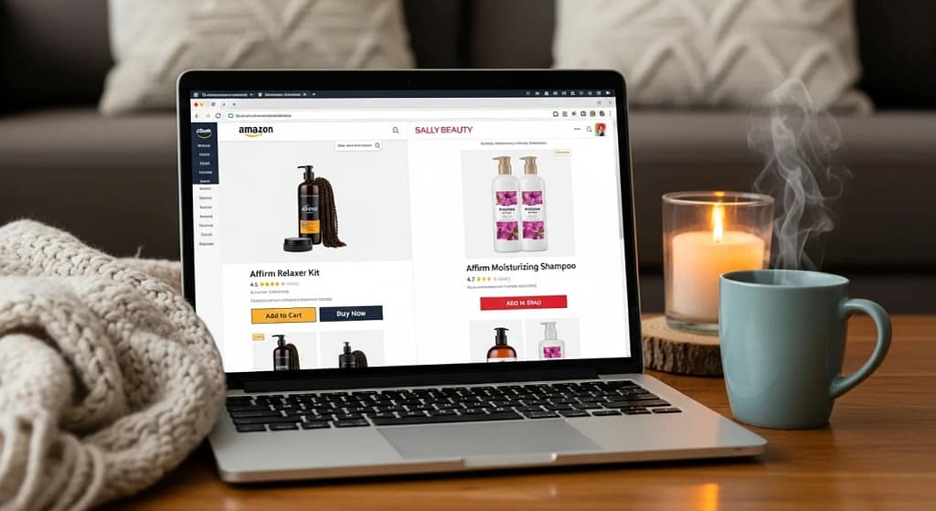 Affirm hair products on Amazon and Sally Beauty website