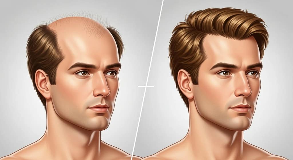 Before and after results of using Particle Hair Revival Kit for men