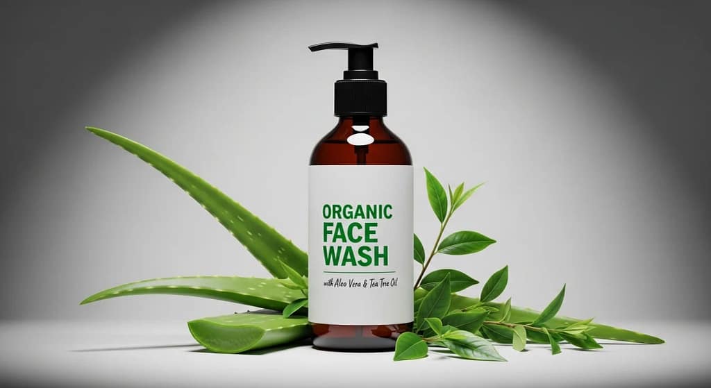 organic face wash for men with natural aloe vera and tea tree oil