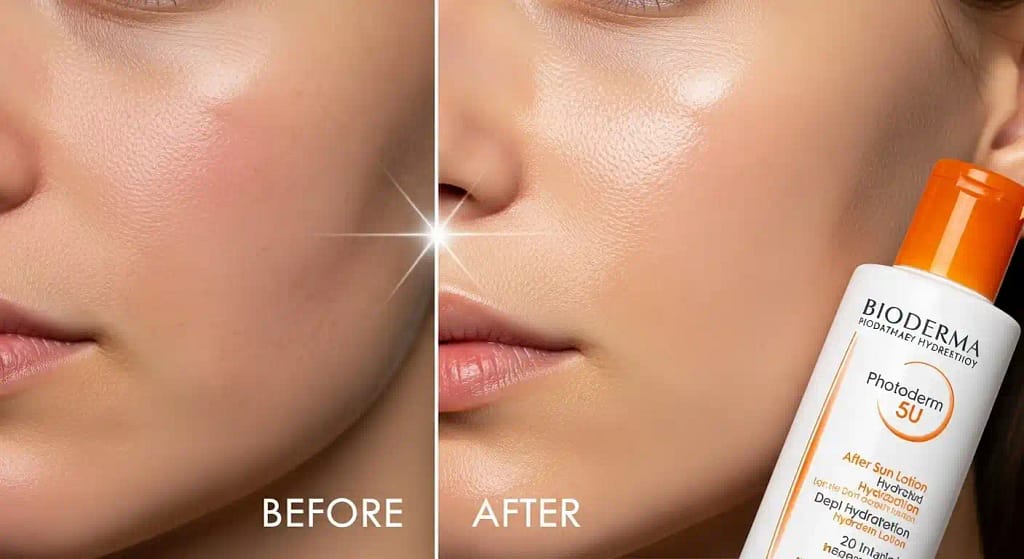 Before and after skin results with Bioderma Photoderm After Sun Body Lotion