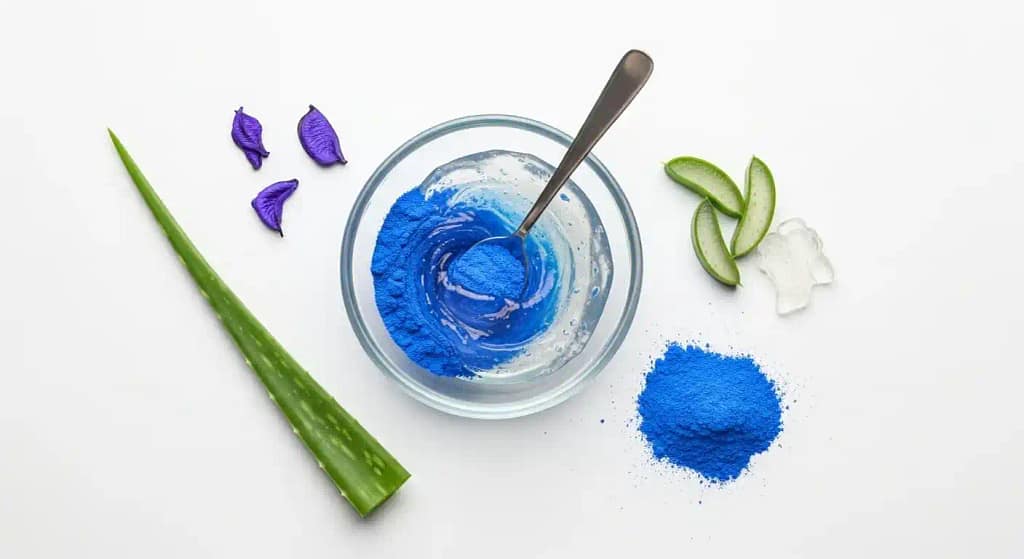 Moroccan Nila powder mixed with aloe vera gel for glowing skin.