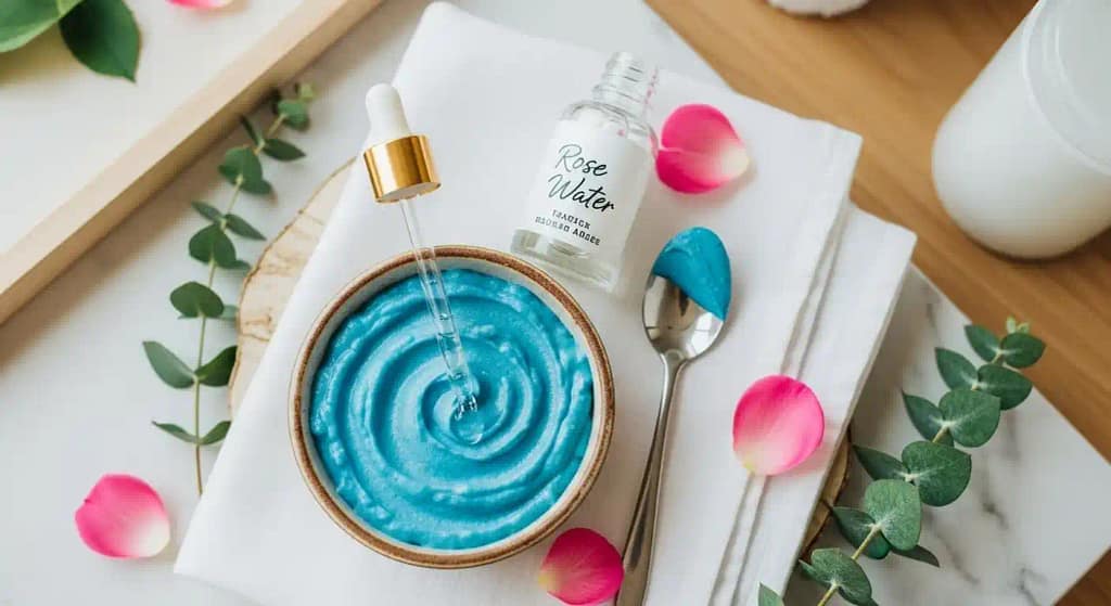 Brightening face mask made with Moroccan Nila powder and rose water.