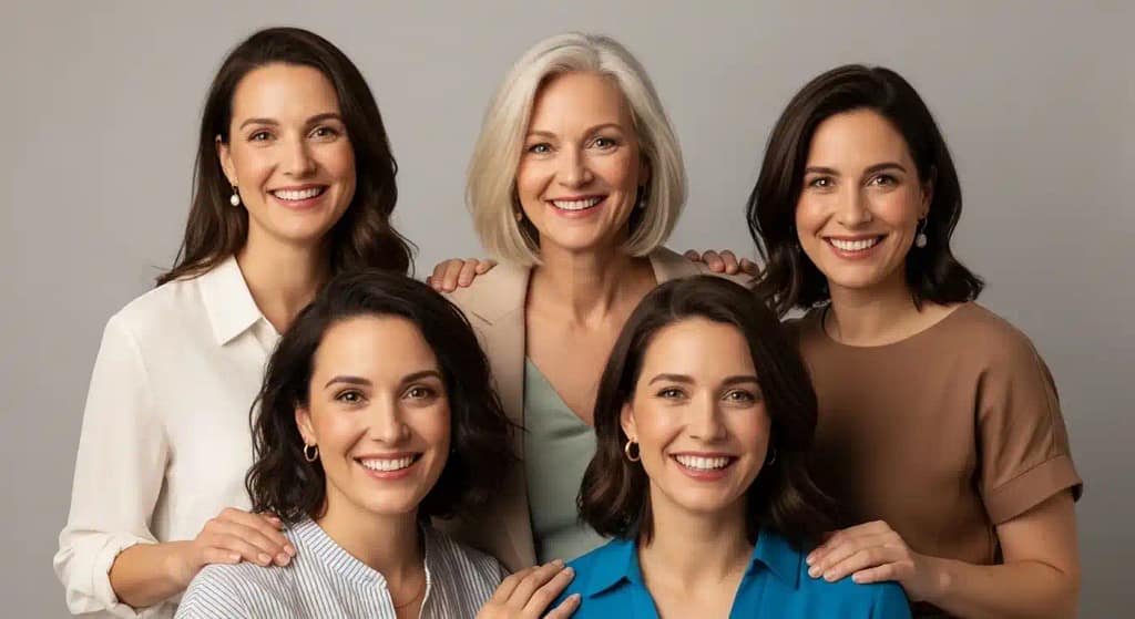 diverse group of women showing healthy cheek structure