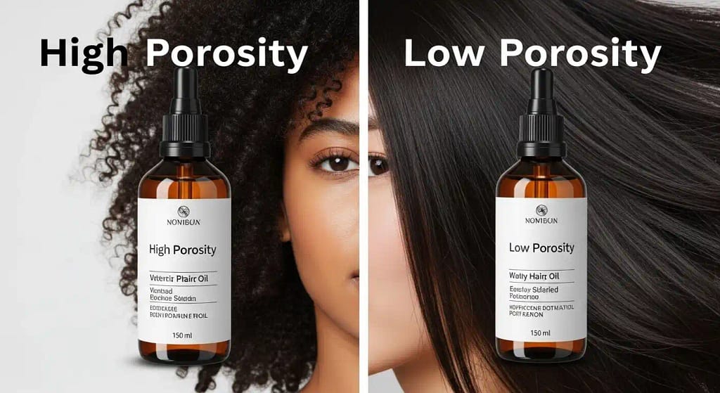 Hair oils for high and low porosity fine hair comparison