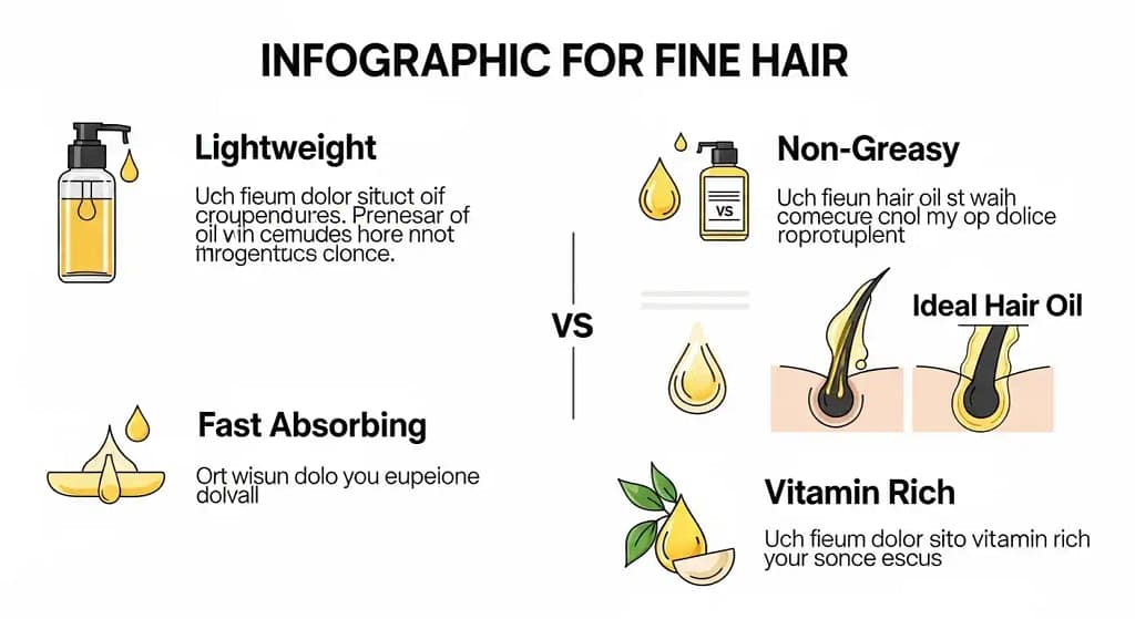 Key features of best hair oil for fine hair in infographic style