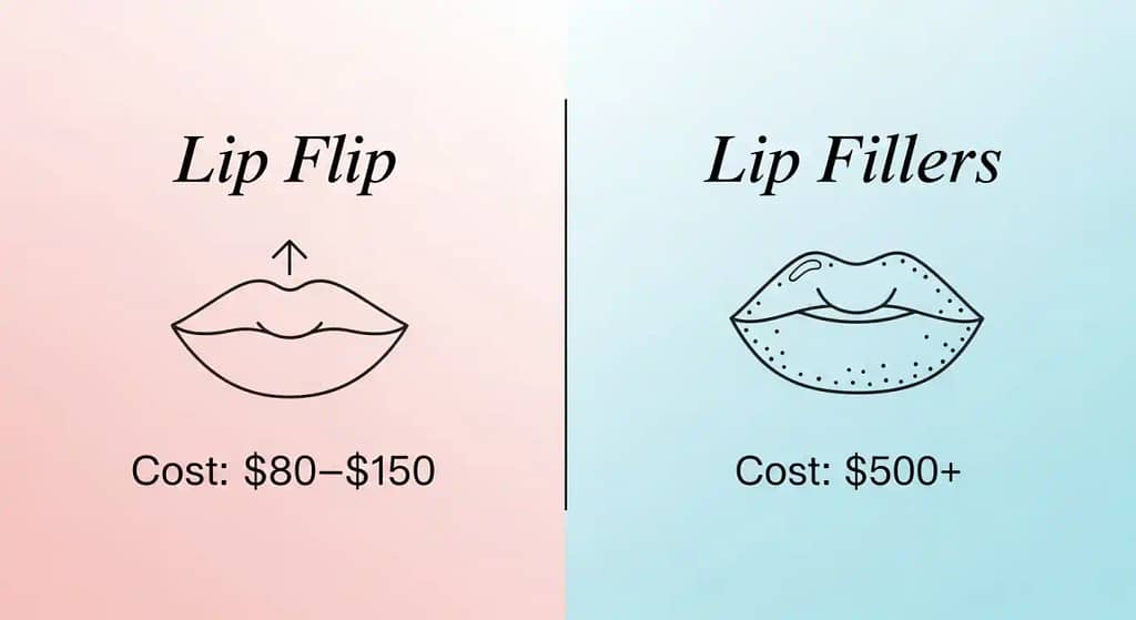 comparison lip flip and and lip fillers before and after cost