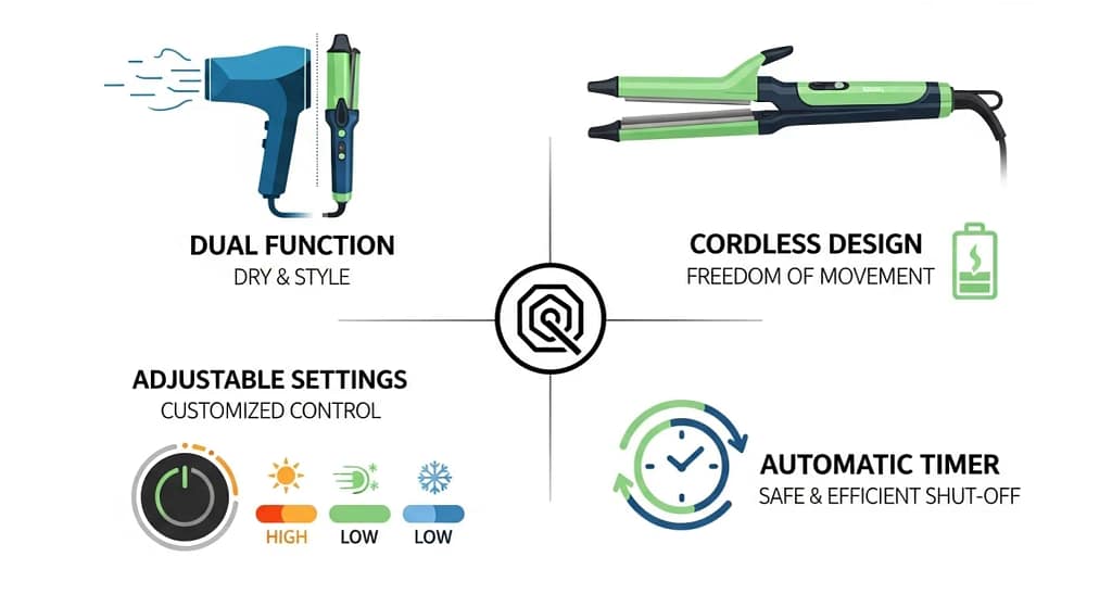 Infographic showing features of Glemme Laser Hair Growth Comb