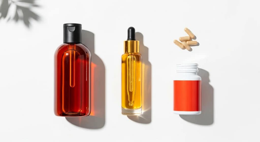 Particle Hair Revival Kit shampoo, serum and supplement capsules