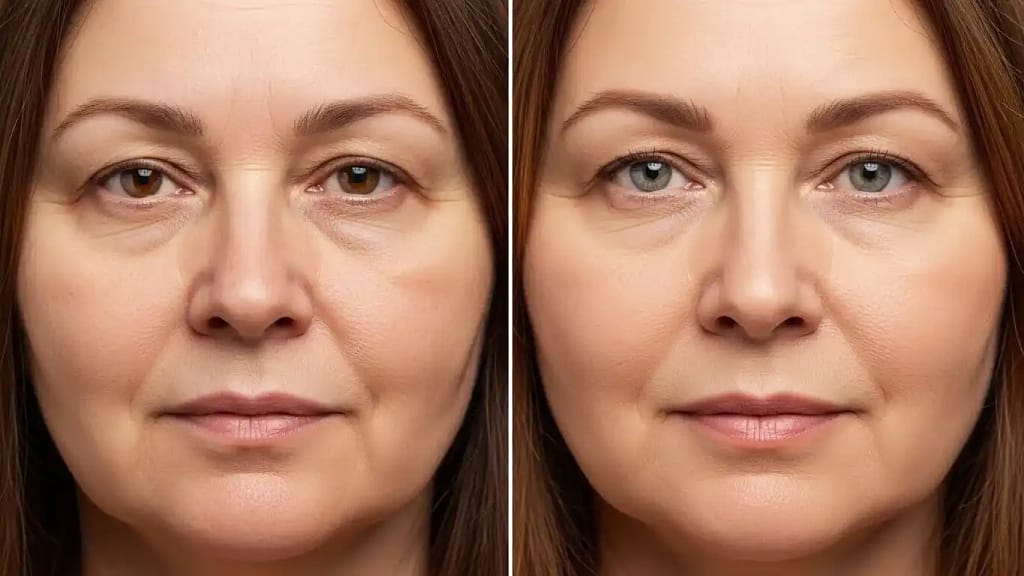 Dermal fillers for Ozempic face showing facial volume loss and hollow cheeks after rapid weight loss