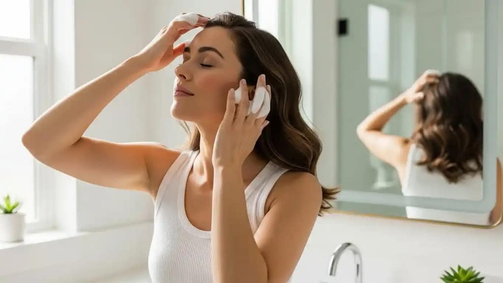 Dry shampoo foam being applied to hair roots for quick refresh
