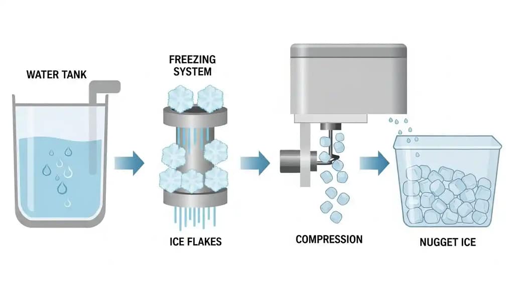 how does a countertop nugget ice maker work diagram