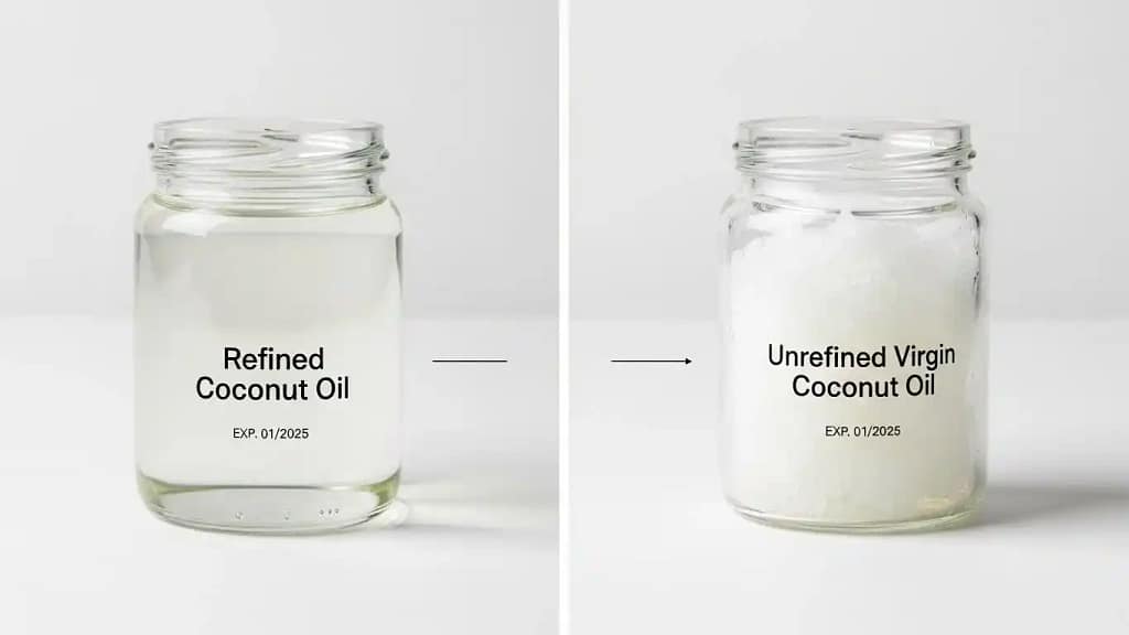 refined vs unrefined coconut oil for hair care comparison