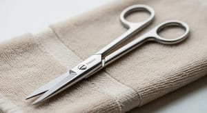 Premax nickel-plated scissors with round tips, ideal for sensitive nose trimming